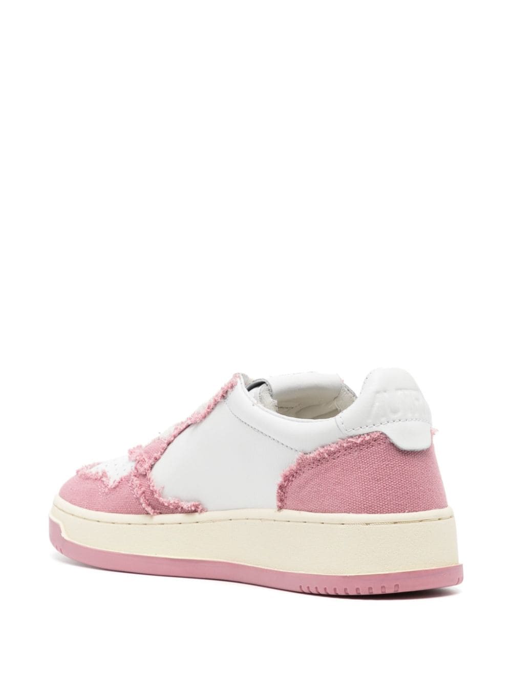 Shop Autry Medalist Frayed-trim Leather Sneakers In Pink