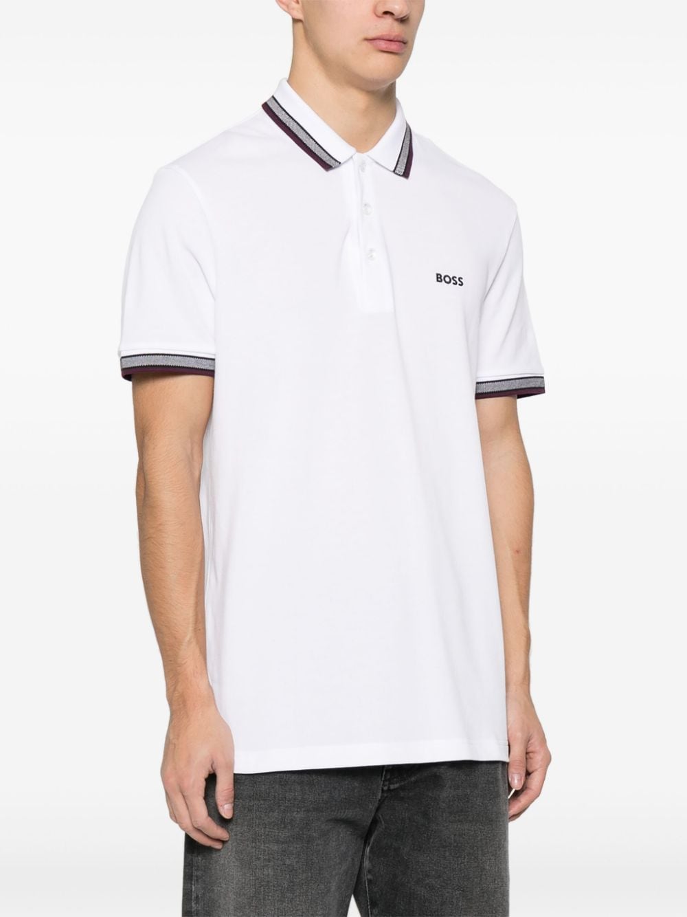 Shop Hugo Boss Embroidered-logo Cotton Polo Shirt In White