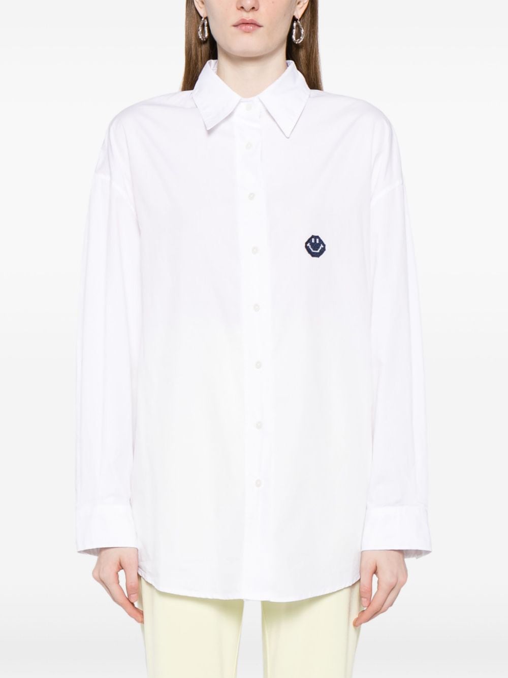 Shop Joshua Sanders Smiley-motif Cotton Shirt In White