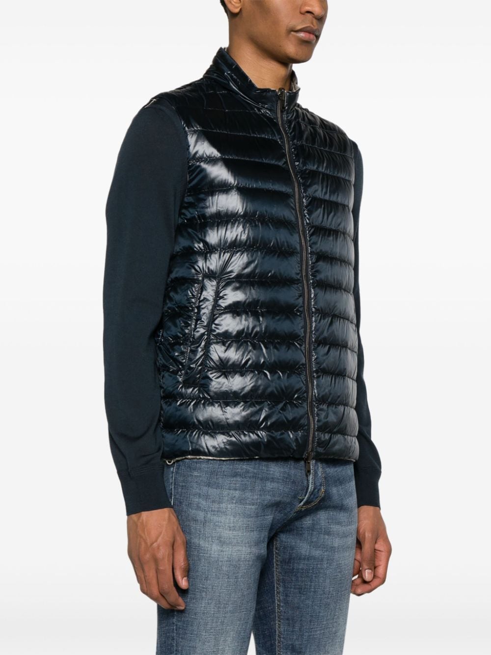 Shop Herno Reversible Down-feather Gilet In Blue