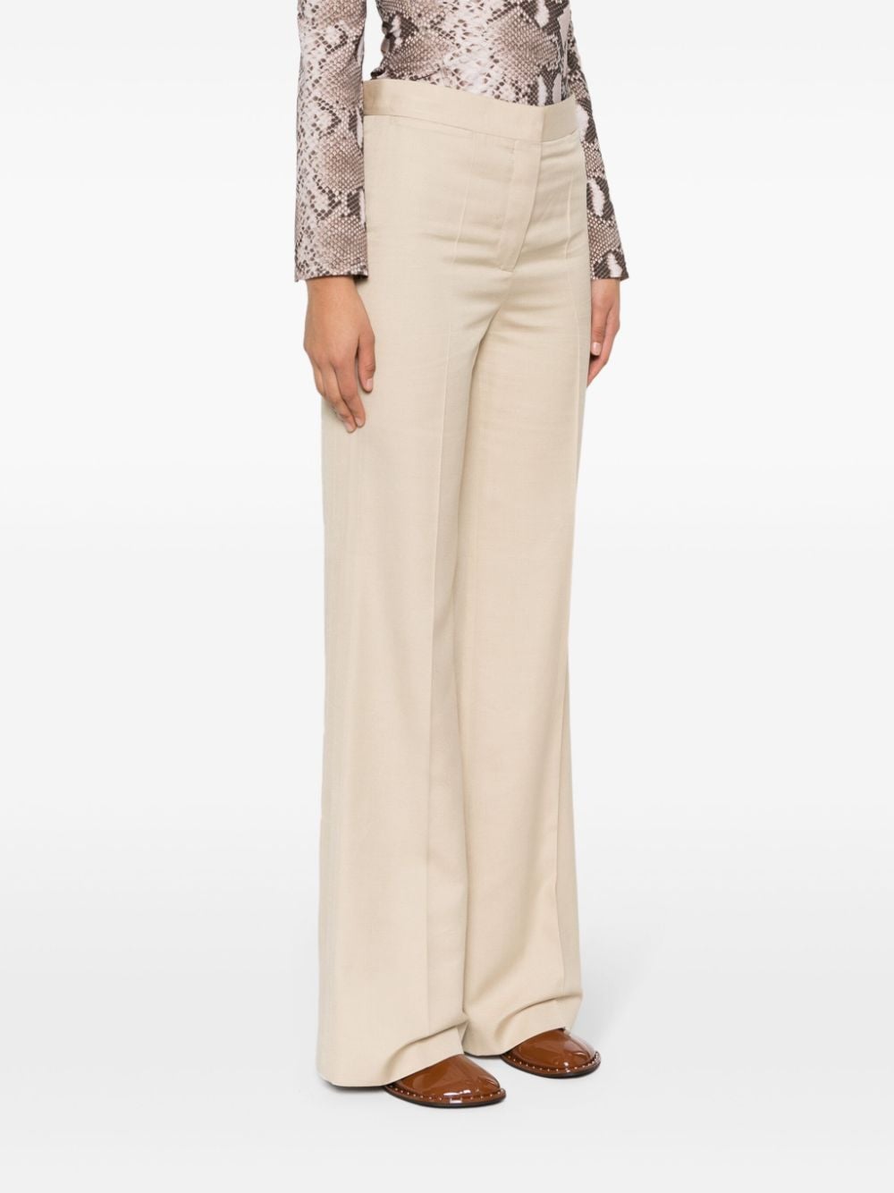 Shop Stella Mccartney High-waisted Flared Trousers In Neutrals