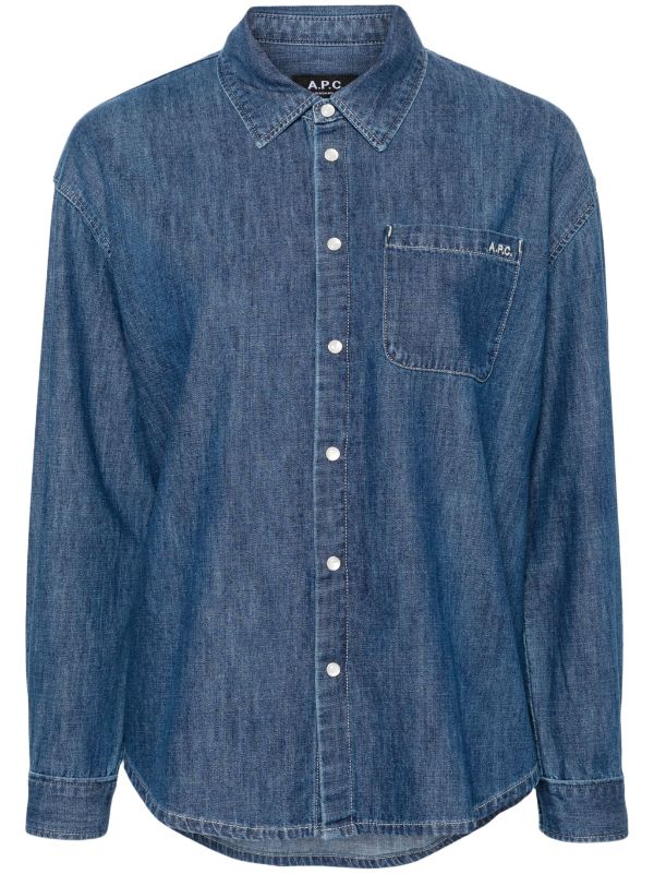 A.P.C. logo-embroidered Denim Shirt - Farfetch