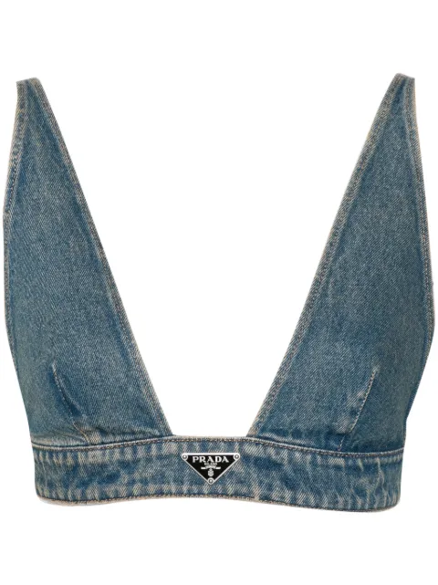 Prada Top corto con logo