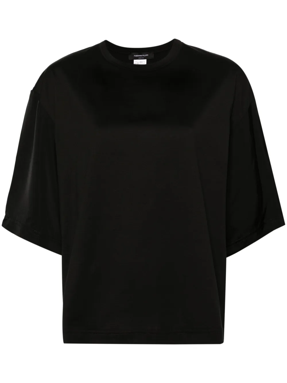 Fabiana Filippi Satin-sleeves Cotton T-shirt In Schwarz