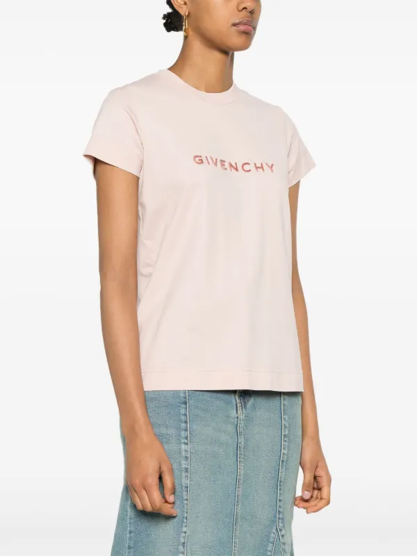 Givenchy flocked-logo T-shirt | Pink | FARFETCH