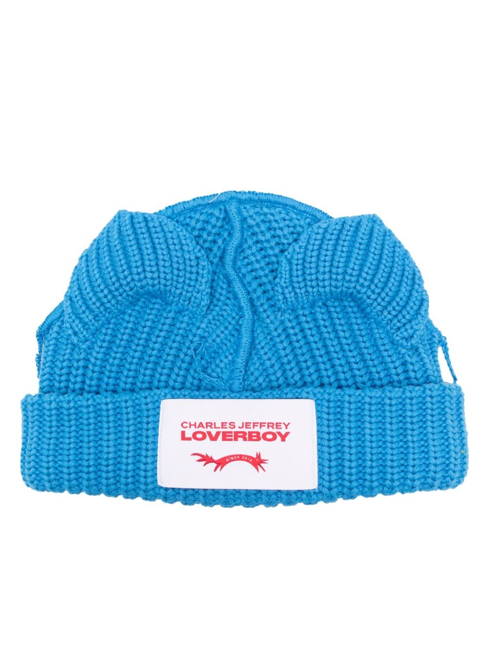 Charles Jeffrey Loverboy Chunky Ears Knitted Beanie In Blue