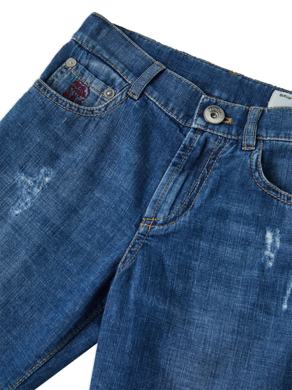 Brunello Cucinelli Kids Gerafelde jeans Blauw