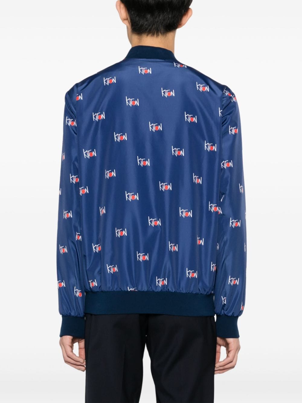 Shop Kiton Logo-printed Shell Jacket In Blue