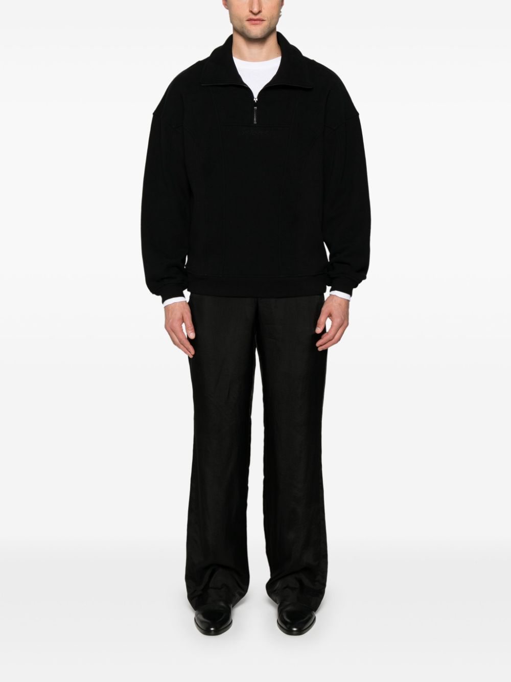 Saint Laurent logo-embroidered cotton sweatshirt - Black