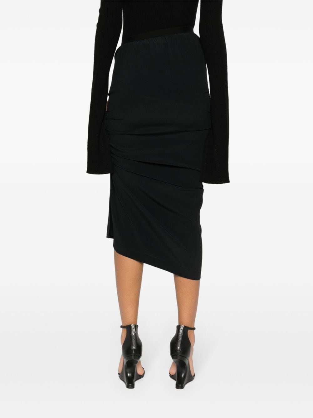 Shop Rick Owens Shrimp Asymmetric Crepe Skirt In Black
