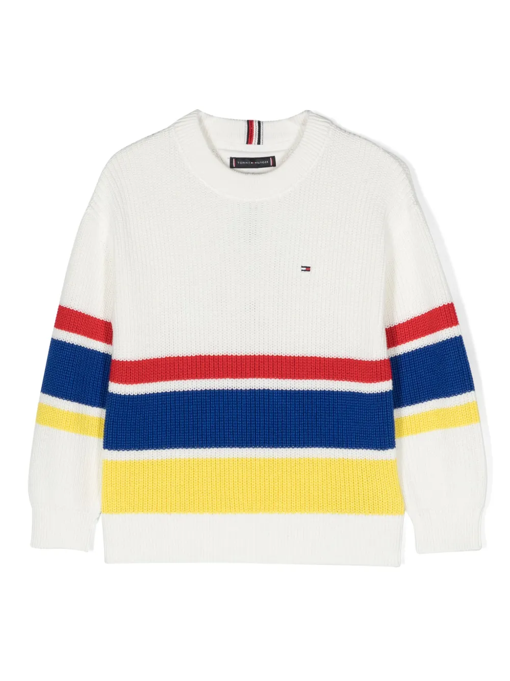 Tommy Hilfiger Junior Kids' Striped Cotton Jumper In White