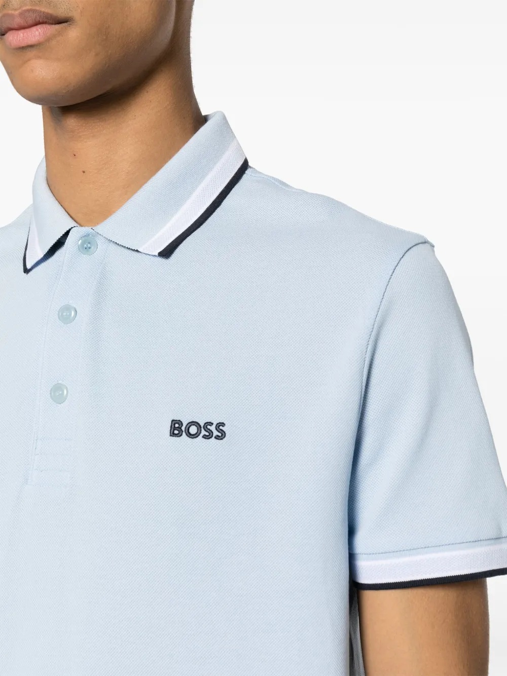 BOSS Poloshirt met geborduurd logo Blauw