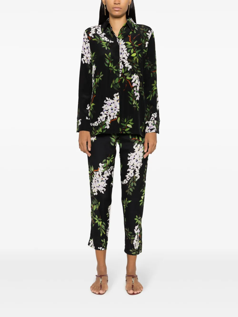 Lenny Niemeyer Overhemd met bloemenprint - Zwart