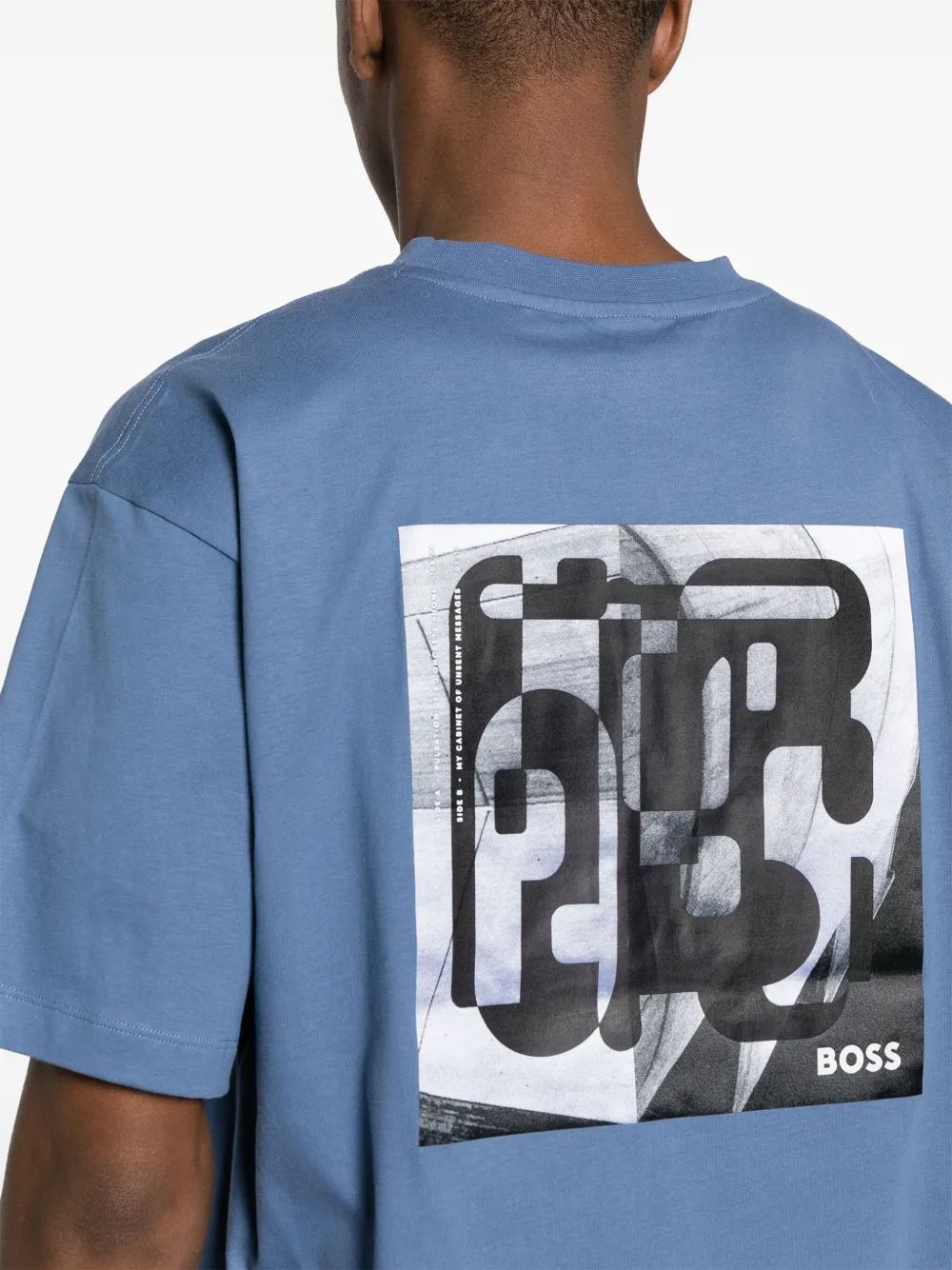 BOSS T-shirt met grafische print Blauw