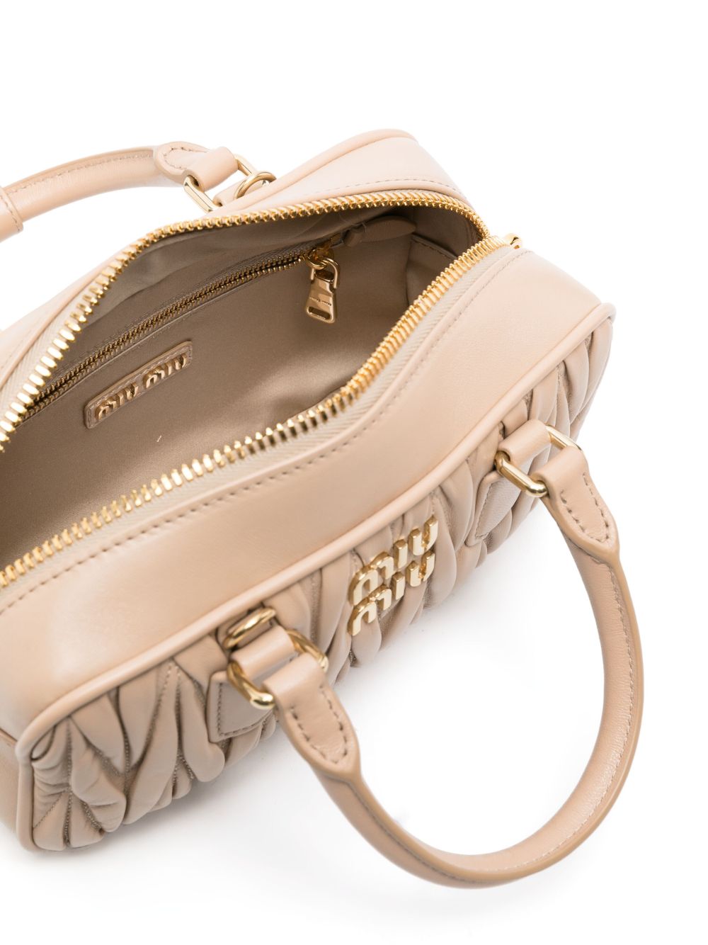 Miu Arcadie matelassé leren shopper Beige