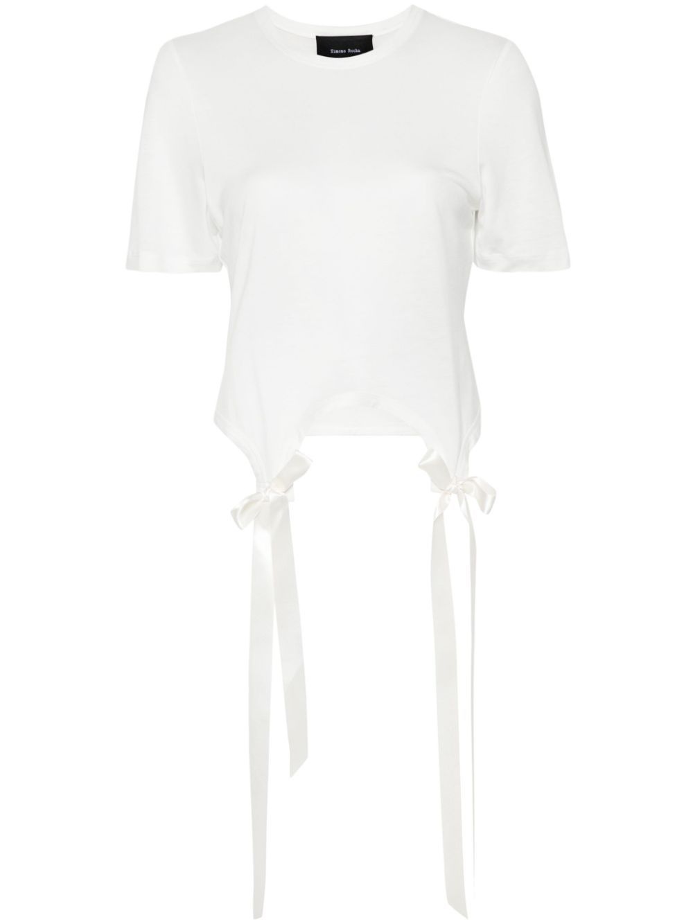 Shop Simone Rocha Bow-detail Cotton T-shirt In White