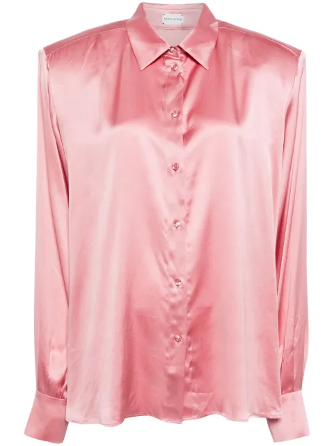 Magda Butrym camisa de seda satinada manga larga