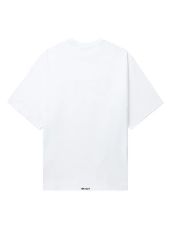 【関税込み】We11done グレー Gothic Tシャツ We11done Gothic logo-print Cotton T-shirt | White | FARFETCH