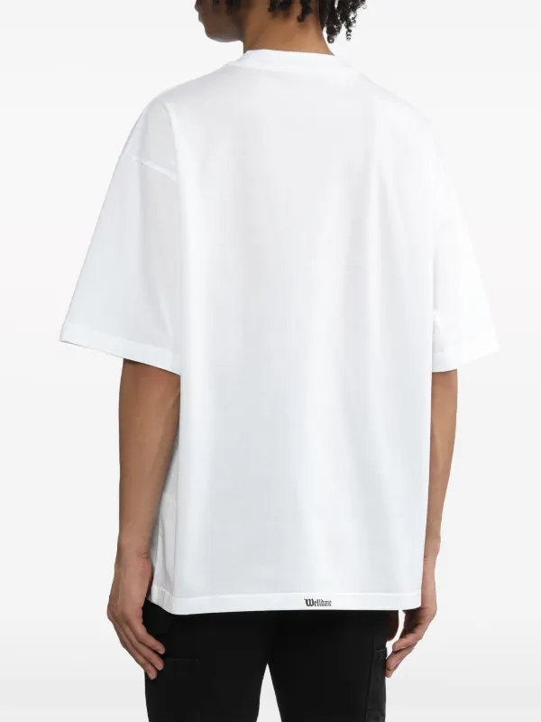 We11done Gothic logo-print Cotton T-shirt | White | FARFETCH
