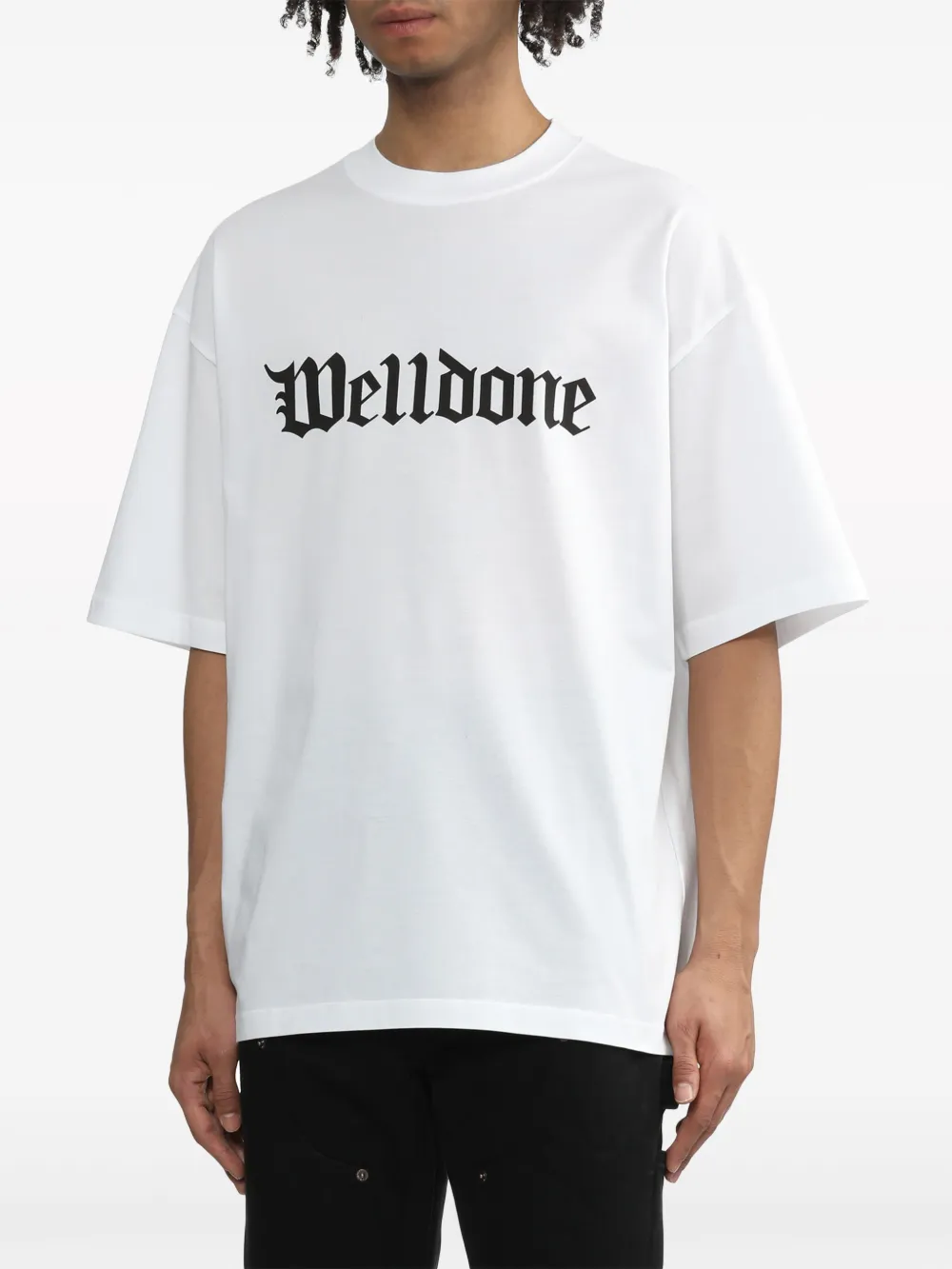 Shop We11 Done Gothic Logo-print Cotton T-shirt In White