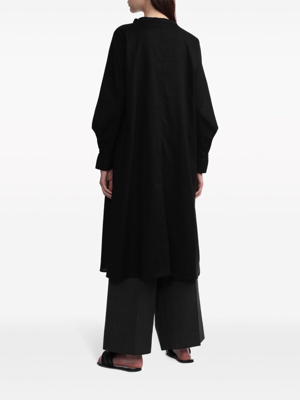 Shop Y's Long-sleeve Cotton Midi Shirtdress In Black