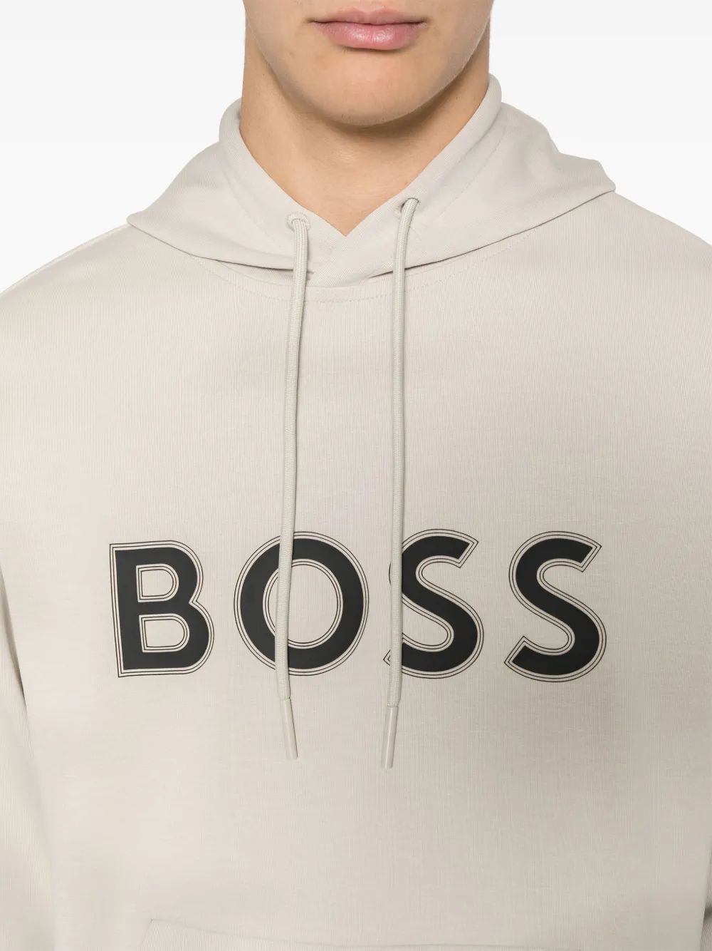 Shop Hugo Boss Logo-stamp Hoodie In Neutrals