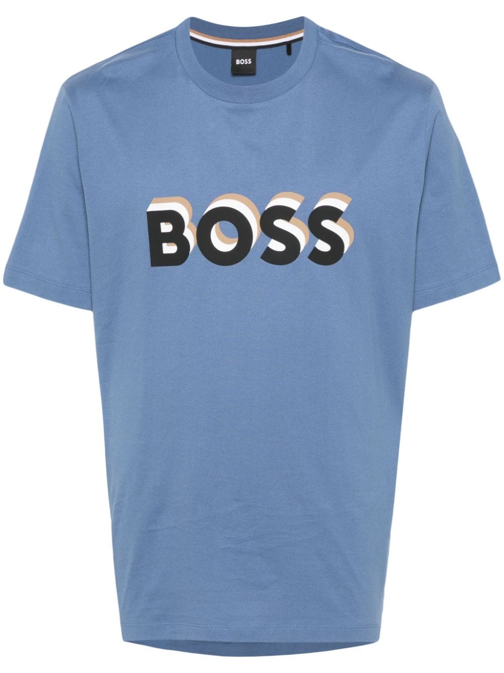 Hugo Boss Logo-stamp Cotton T-shirt In Blue