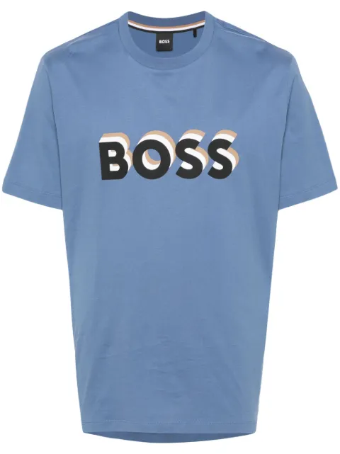 BOSS logo-stamp cotton T-shirt