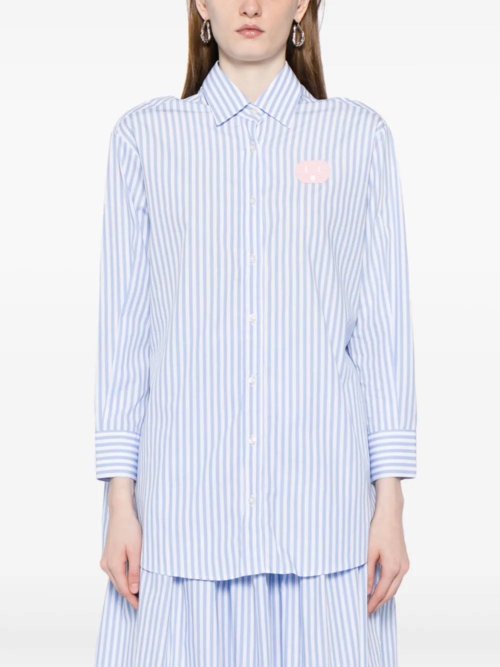 Shop Joshua Sanders Slogan-print Striped Shirt In Blue