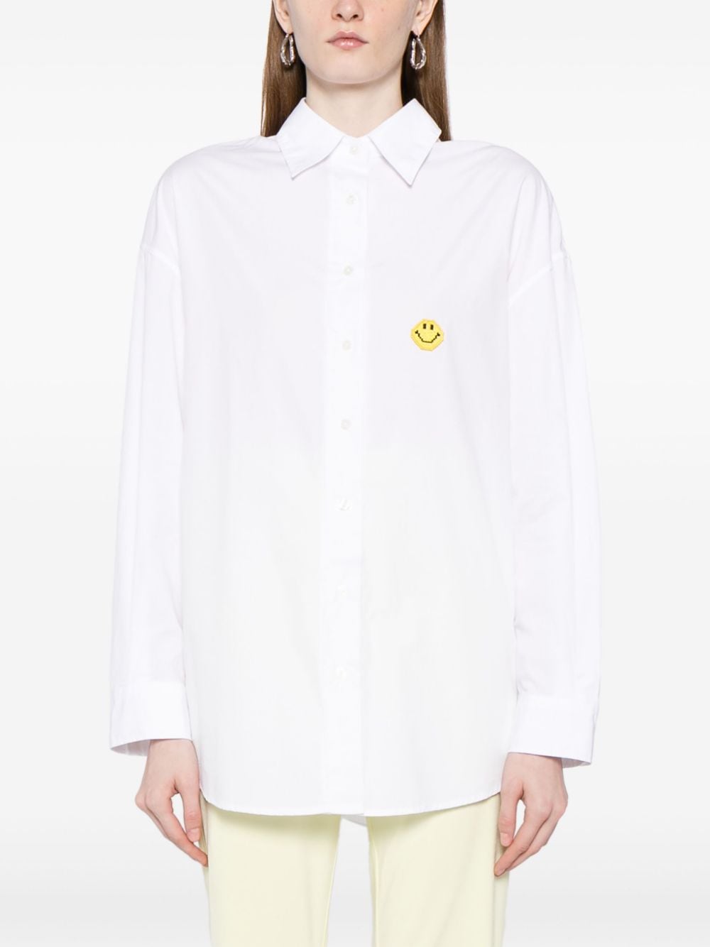 Shop Joshua Sanders Smiley-motif Cotton Shirt In White