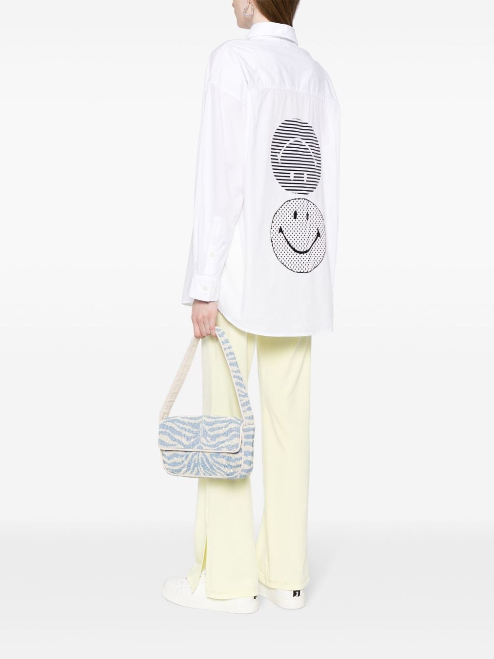 Shop Joshua Sanders Smiley-motif Cotton Shirt In White