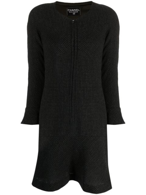 HOT SALE CHANEL 1997 flared cuff waffle-texture knitted dress Women