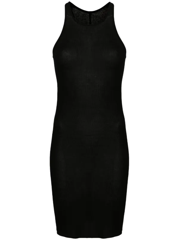 【関税込み】Rick Owens ミニドレス Rick Owens ファインリブ セミシアー ミニドレス | ブラック