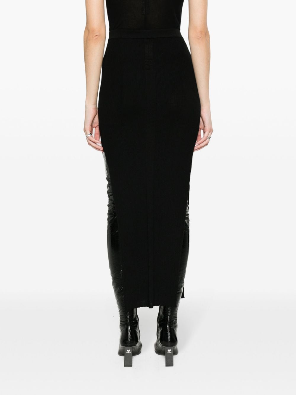 Shop Rick Owens Sacris Ribbed-knit Maxi Skirt In Black
