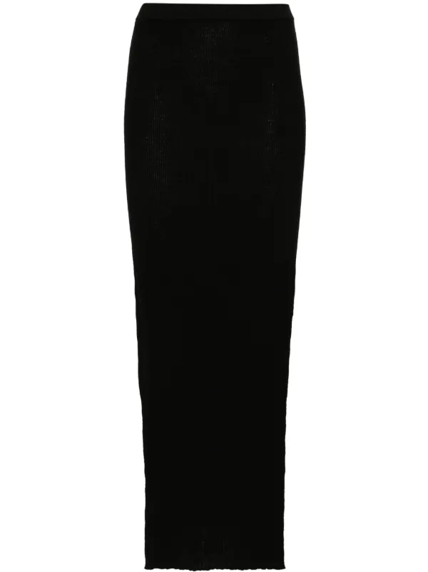 【Rick Owens】 Sacriskirtリブニットミディスカート Rick Owens Sacris リブニット マキシスカート | ブラック