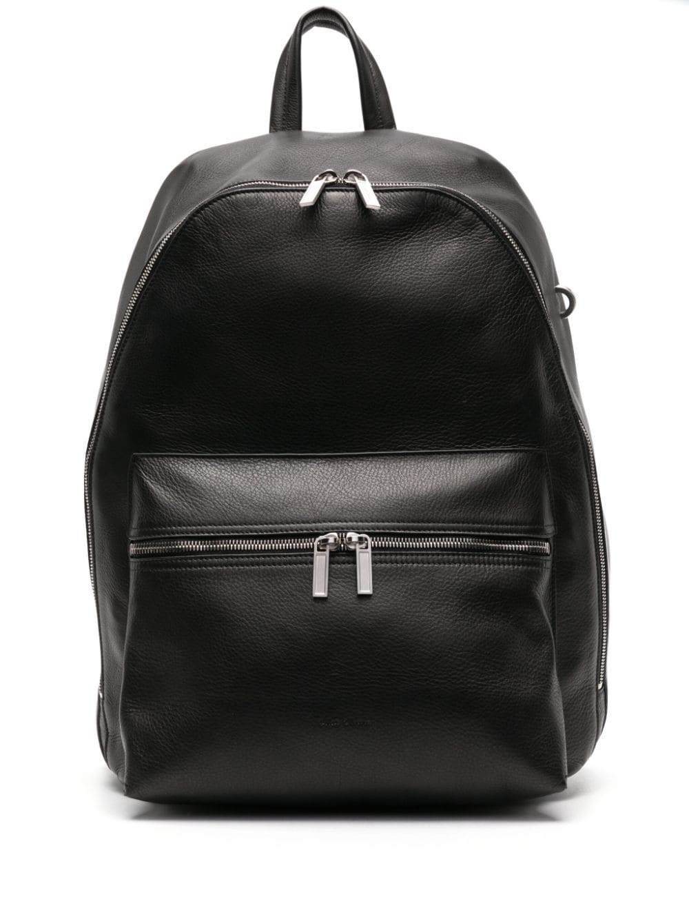 grained leather laptop backpack