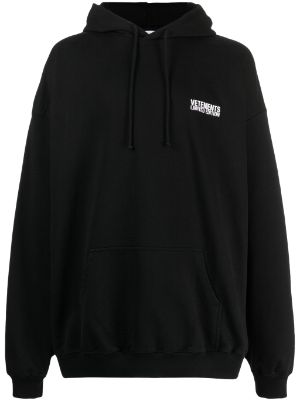 VETEMENTS logo embroidered Drawstring Hoodie Farfetch