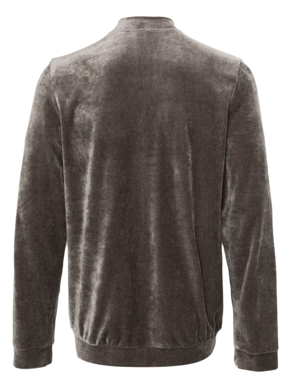 Shop Hanro Zip-up Velvet Sweatshirt In Grey