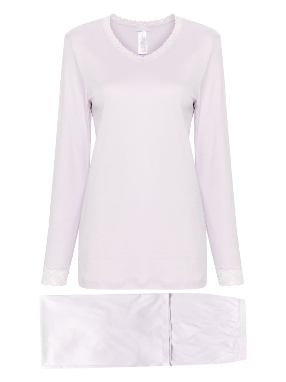 Hanro Lace-detailed Cotton Pyjama Set In Pink