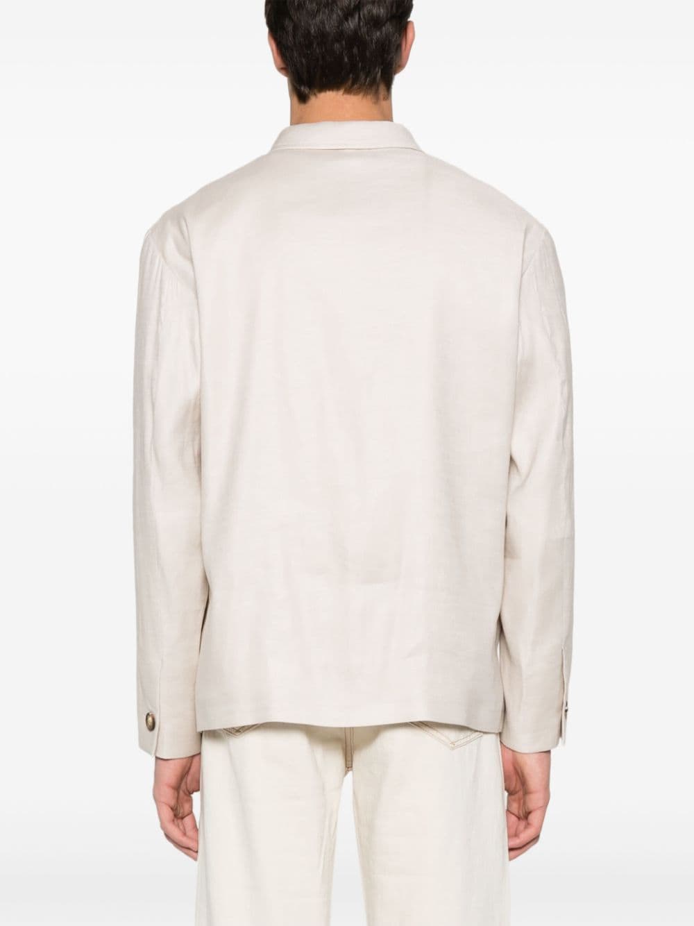 Shop Lardini Classic-collar Shirt Jacket In Neutrals