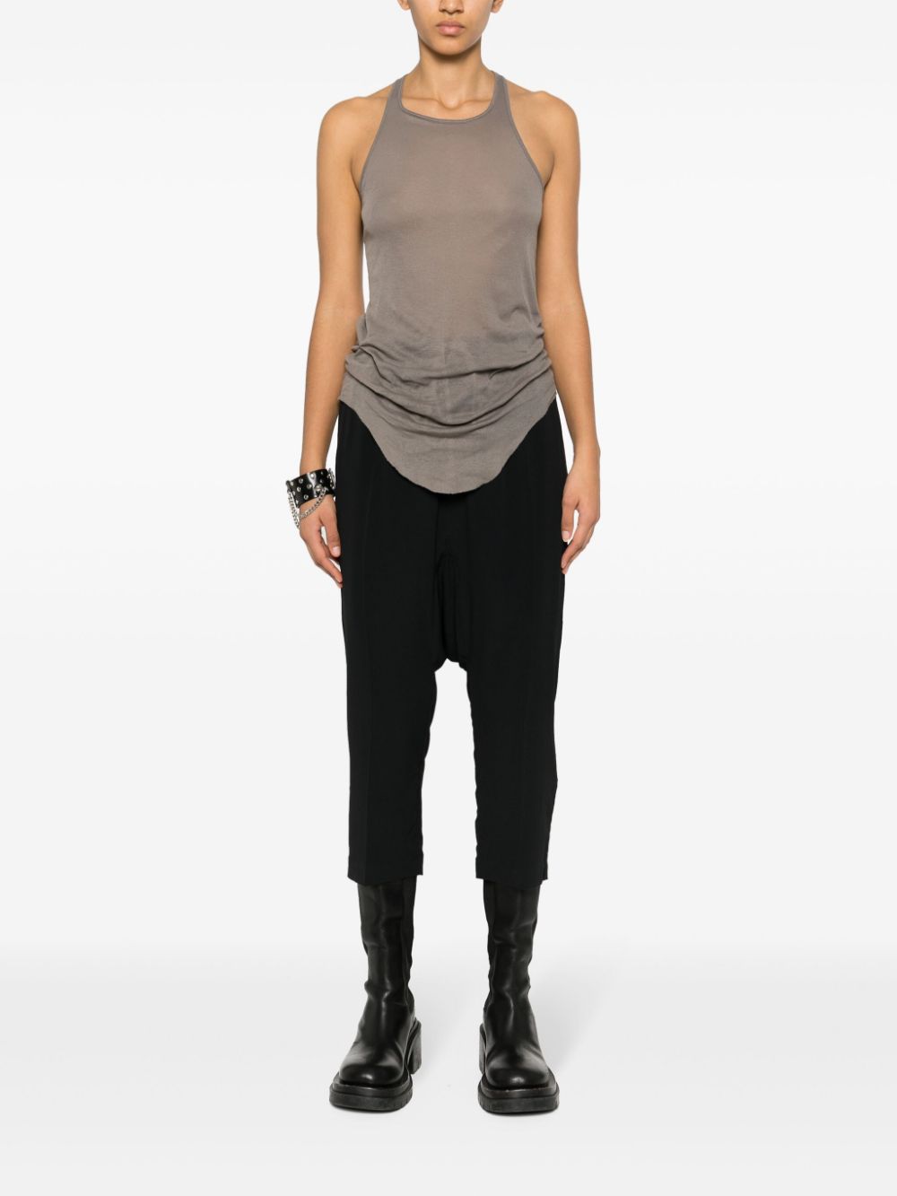 Shop Rick Owens Crepe Cropped Trousers In Black