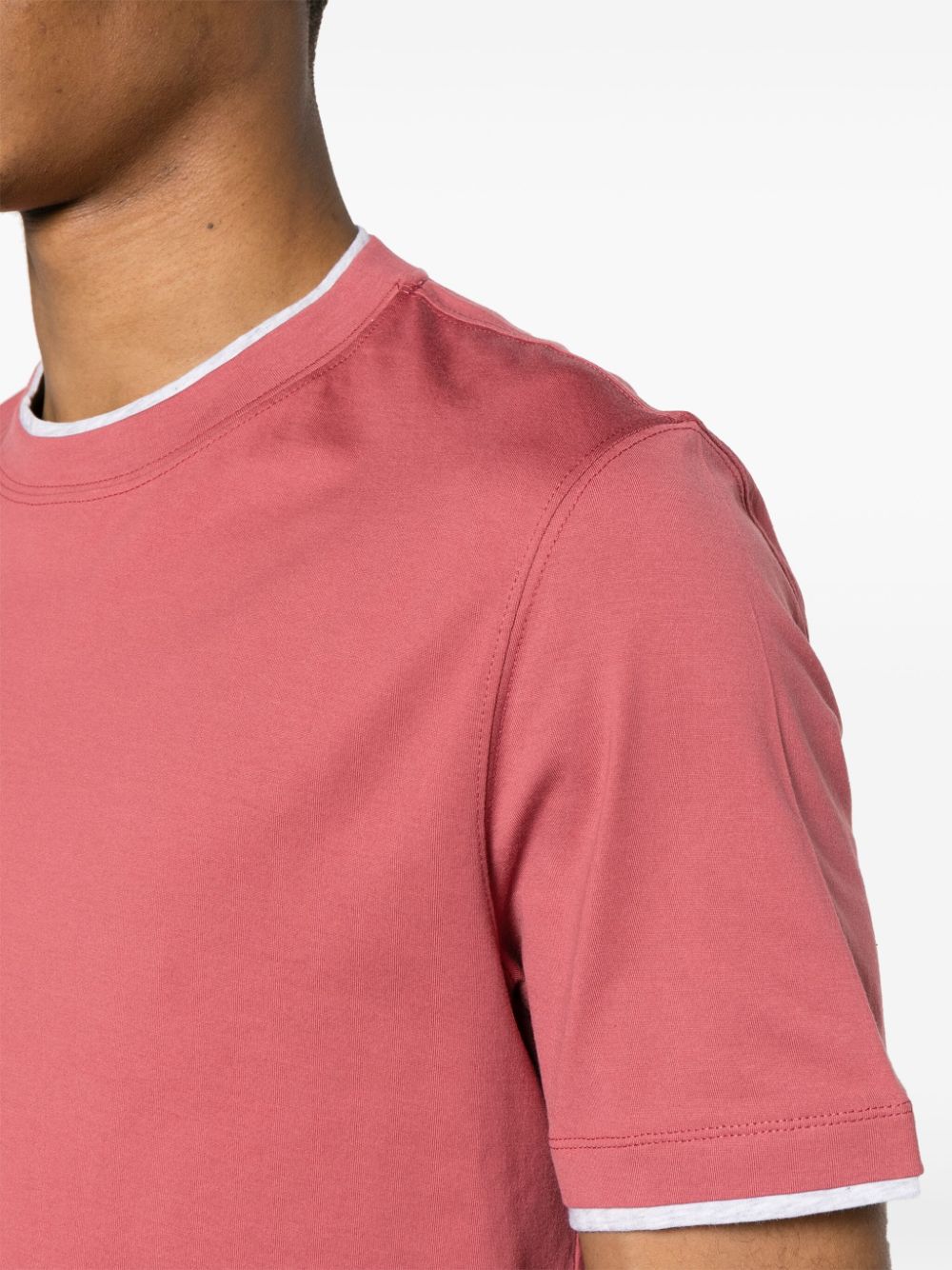 Shop Brunello Cucinelli Layered Cotton T-shirt In Pink