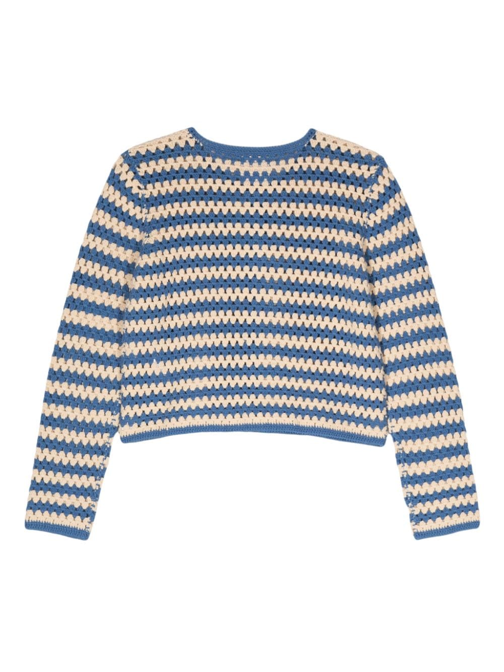 Shop Semicouture Striped Open-knit Cardigan In Blue