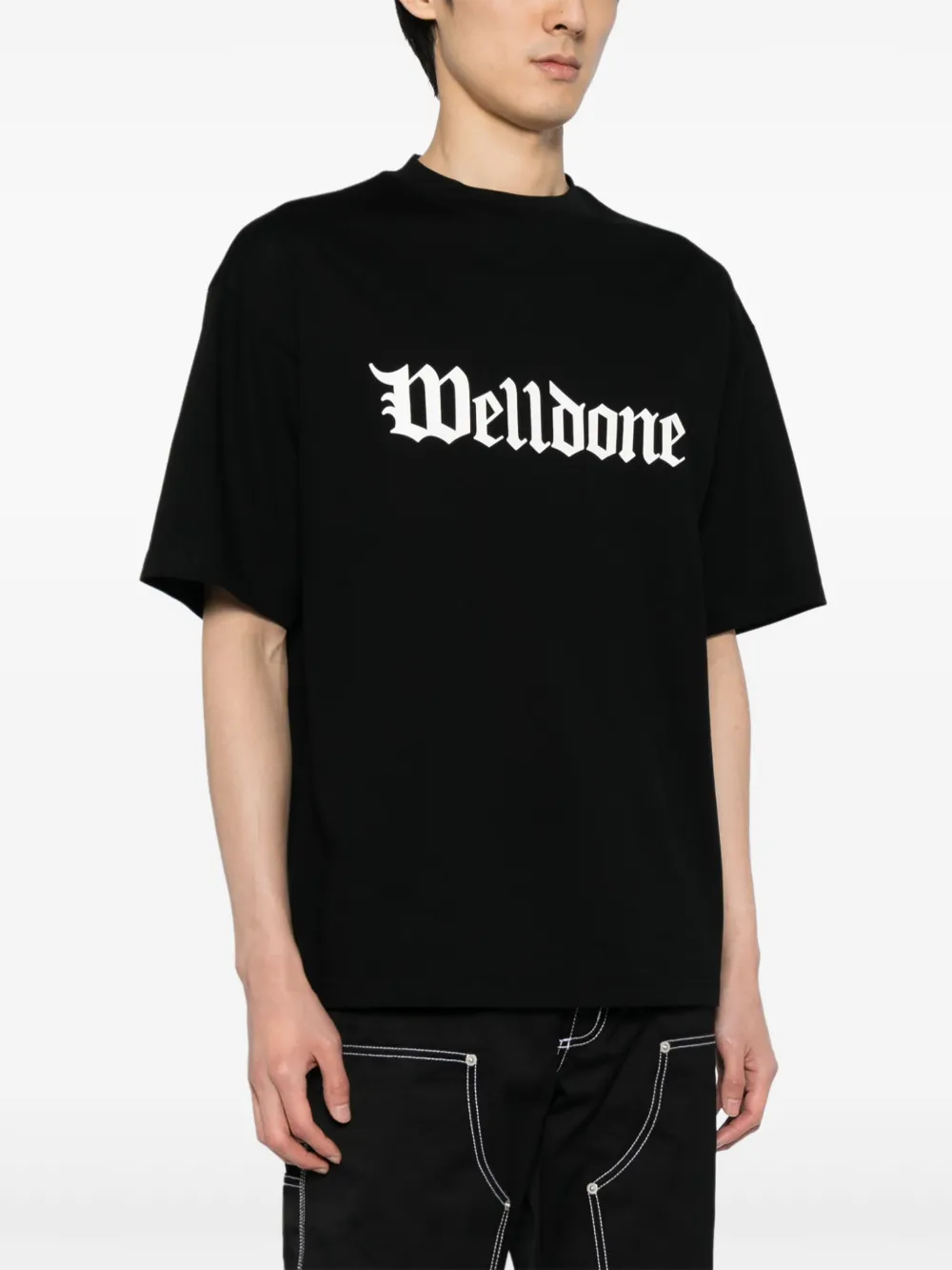 Shop We11 Done Logo-print Cotton T-shirt In Black