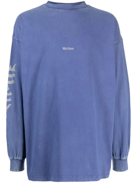 We11done Langarmshirt mit Logo-Print