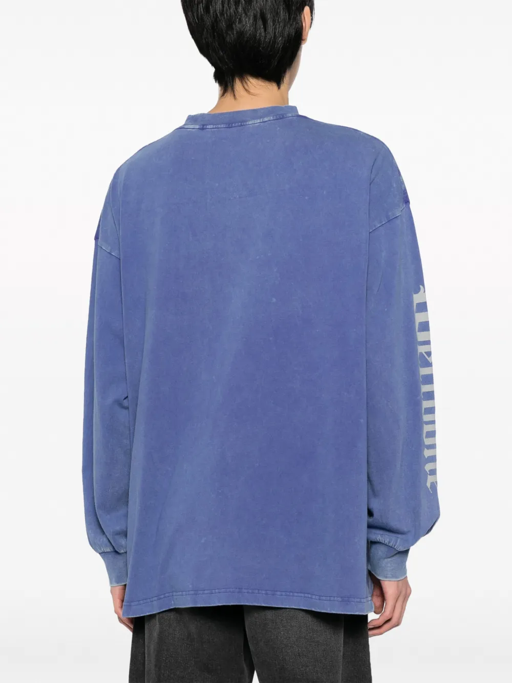 Shop We11 Done Logo-print Long-sleeve T-shirt In Blue