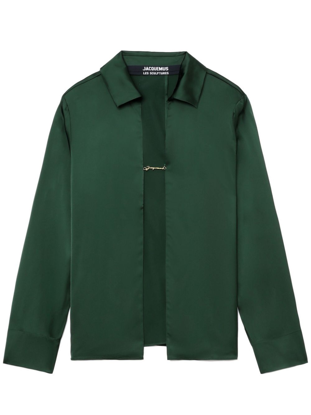 Shop Jacquemus La Chemise Notte Satin Shirt In Green