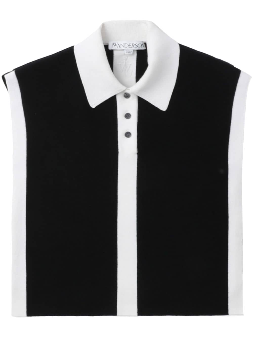 Shop Jw Anderson Polo-collar Knitted Crop Top In Black