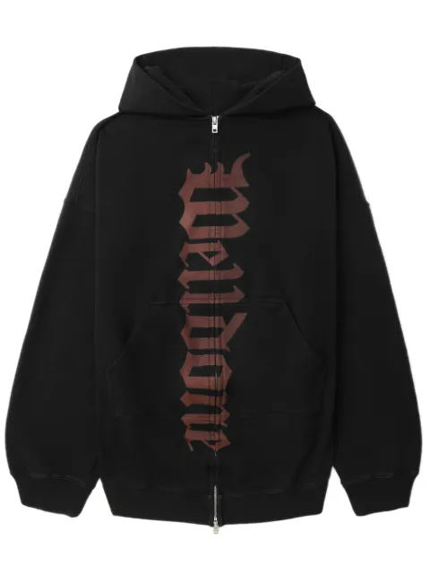 We11done logo-print zipped hoodie