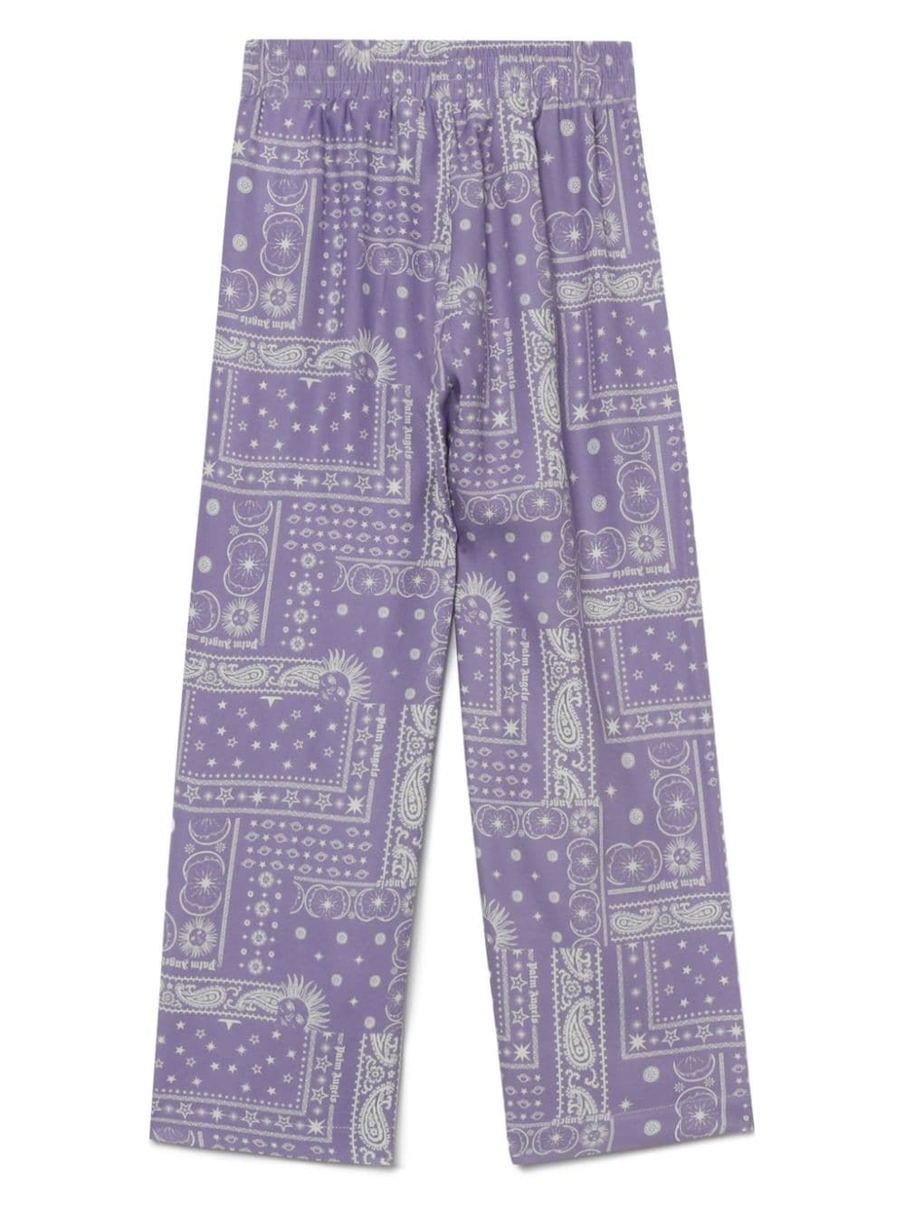 Shop Palm Angels Graphic-print Wide-leg Trousers In Purple